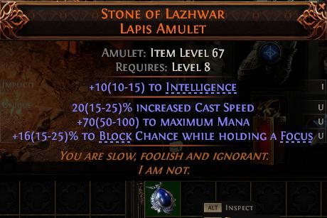 MMOJUGG Path of Exile 2 STONE OF LAZHWAR LAPIS AMULET#1145220 Details View of Item Function and Use