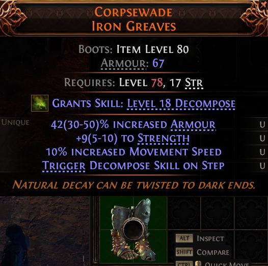 MMOJUGG Path of Exile 2 CORPSEWADE IRON GREAVES#1145910 Details View of Item Function and Use