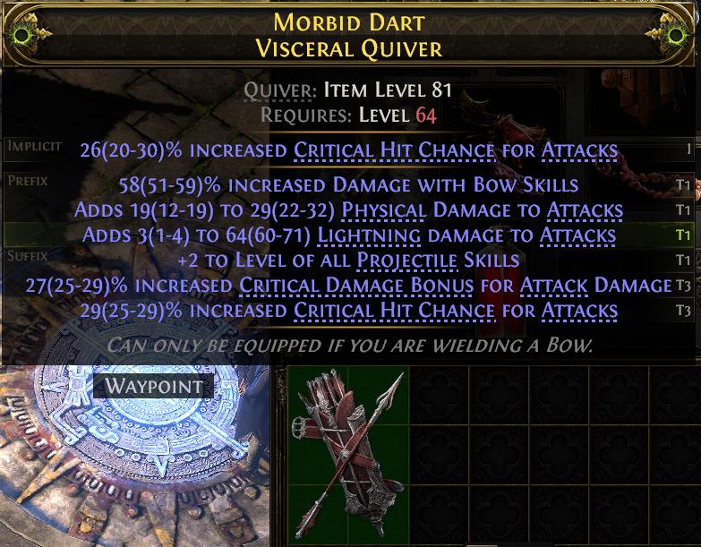 MMOJUGG Path of Exile 2 MORBID DART VISCERAL QUIVER#1146379 Details View of Item Function and Use