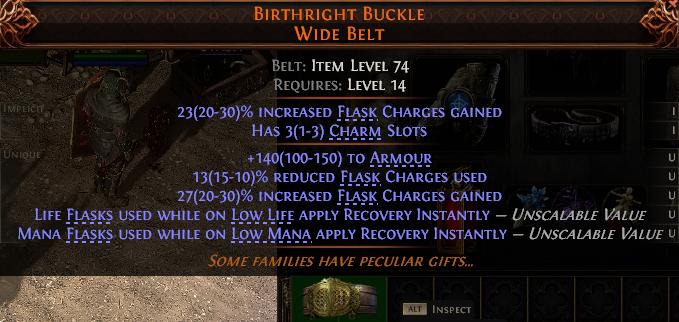 MMOJUGG Path of Exile 2 BIRTHRIGHT BUCKLE WIDE BELT#1146824 Details View of Item Function and Use