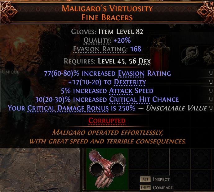 MMOJUGG Path of Exile 2 MALIGARO'S VIRTUOSITY FINE BRACERS#1152178 Details View of Item Function and Use