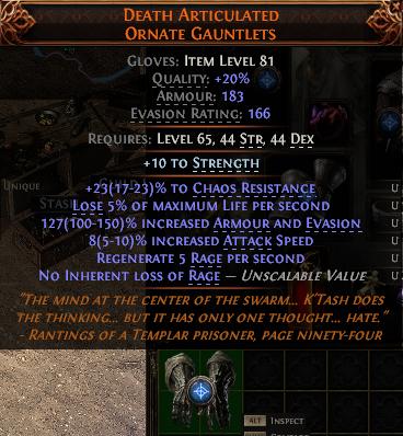 MMOJUGG Path of Exile 2 DEATH ARTICULATED ORNATE GAUNTLETS#1152608 Details View of Item Function and Use