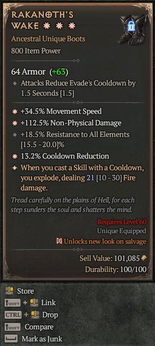 MMOJUGG Diablo 4 RAKANOTH'S WAKE#1153485 Details View of Item Function and Use