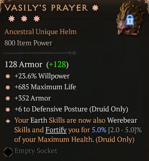 MMOJUGG Diablo 4 VASILY'S PRAYER#1154430 Details View of Item Function and Use
