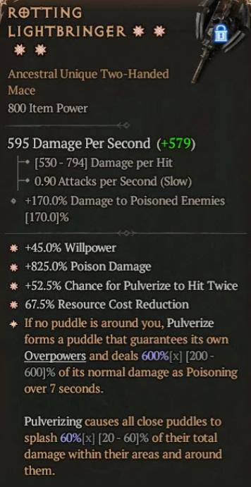 MMOJUGG Diablo 4 ROTTING LIGHTBRINGER#1154433 Details View of Item Function and Use