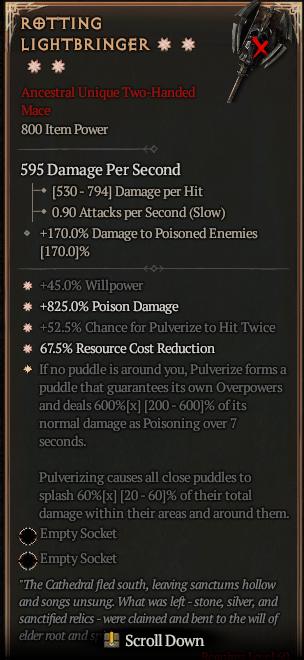 MMOJUGG Diablo 4 ROTTING LIGHTBRINGER#1156989 Details View of Item Function and Use