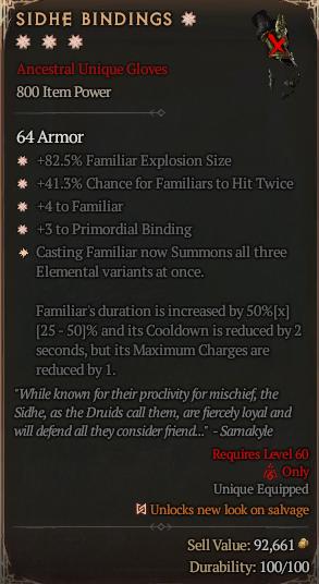 MMOJUGG Diablo 4 SIDHE BINDINGS#1167551 Details View of Item Function and Use