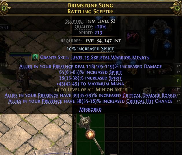 MMOJUGG Path of Exile 2 BRIMSTONE SONG RATTLING SCEPTRE#1172377 Details View of Item Function and Use
