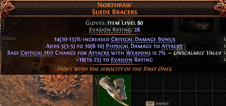 MMOJUGG Path of Exile 2 NORTHPAW SUEDE BRACERS#1151941 Details View of Item Function and Use